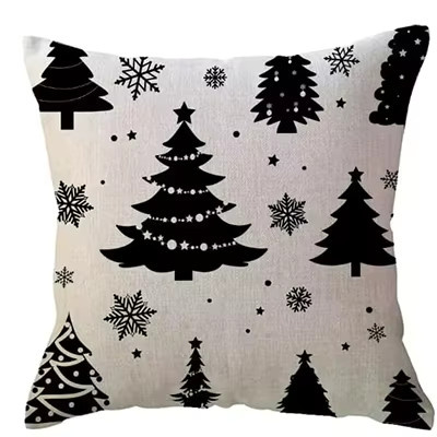 Dekorativer Kissenbezug mit Schneeflockenbaum-Motiv in Schwarz, doppelseitig bedruckt, quadratisch, Breite: 45,0 cm - Bild 3