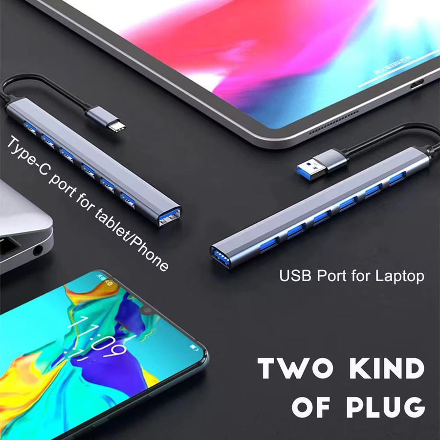 Lieve USB Hub Typ C mit 7 Ports, USB 3.0 und 2.0 sowie USB-C PD für Hochgeschwindigkeits-Datenübertragung an PC, Laptop und MacBook - Bild 5
