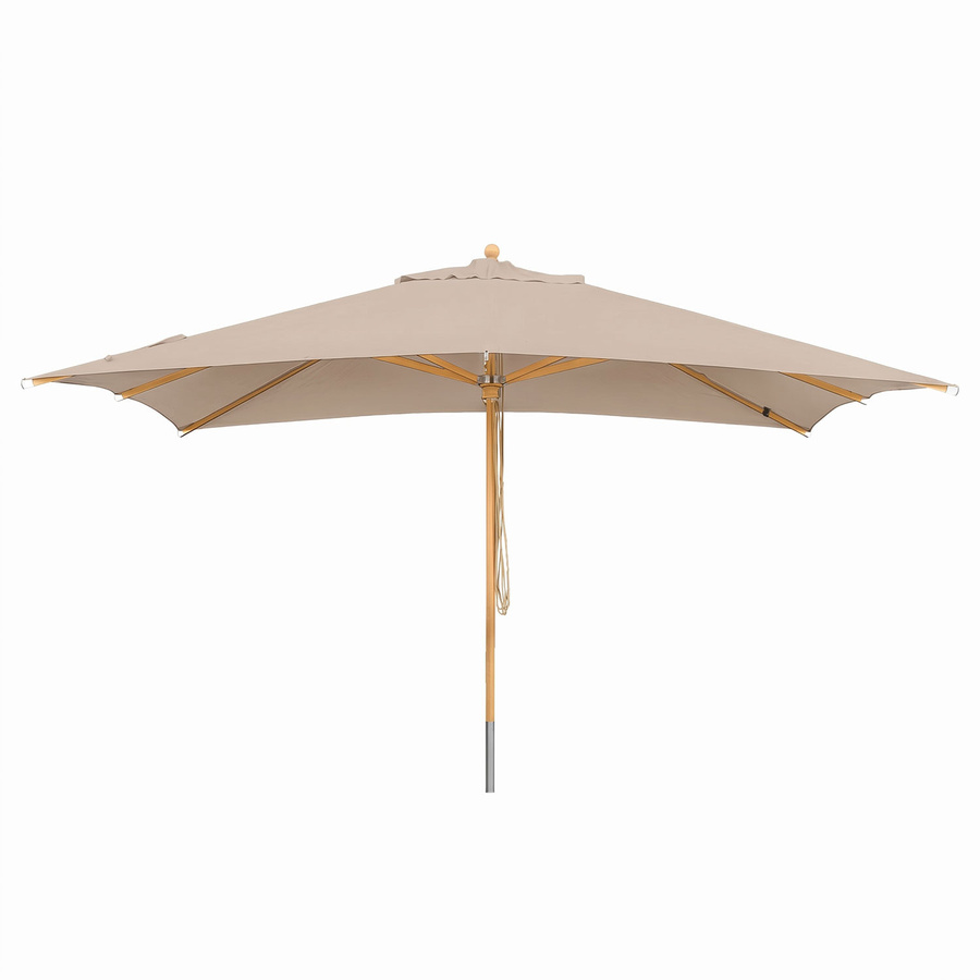 Anndora Sonnenschirm Milchcaffee mit Holzstamm und Olefin-Stoff in Beige, B/T/H: 400 x 300 x 195 cm - Bild 1