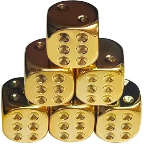Dummer-Sports Acryl-Zahlenwürfel, 6-teiliges Set, Gold und Silber, beige - Bild 1