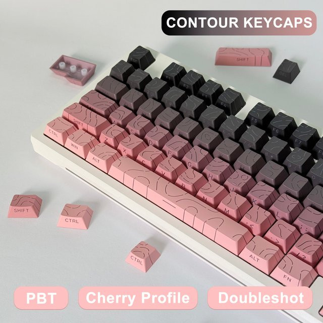 Contour Gradient Custom Keycaps mit Side-Legend für mechanische Tastaturen in Schwarz, kompatibel mit 60 % 65 % 70 % 75 % TKL 96 % 100 % Layouts - Bild 1