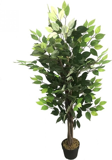 Lex Kunstpflanze Ficus Dekobaum mit Holzstamm und 378 Blättern, Farbe: Grün, Höhe: 115 cm - Bild 1