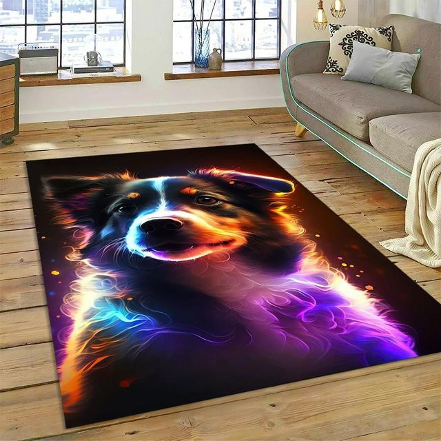 Rutschfester Hund-Cartoon Teppich von Karpetti für Wohnzimmer, Schlafzimmer oder Kinderzimmer, Mehrfarbig, B/T: 60 x 40 cm - Bild 1