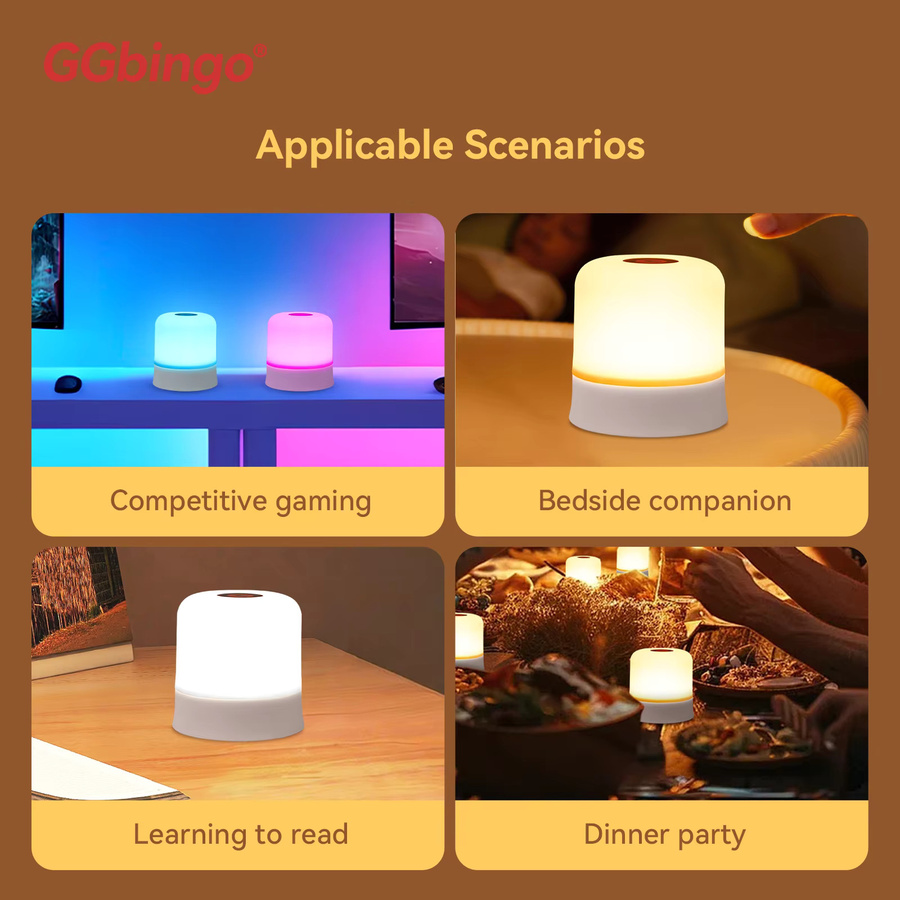 GGbingo Touch Nachtlicht, wiederaufladbare RGB Tischlampe mit Fernbedienung und Dimmfunktion, Multicolor und Weiß, ideal für Schlafzimmer und Wohnzimmer - Bild 3