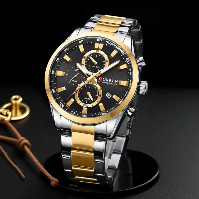 CURREN Chronograph, Quarz, Edelstahl, Schwarz, Herren - Bild 1