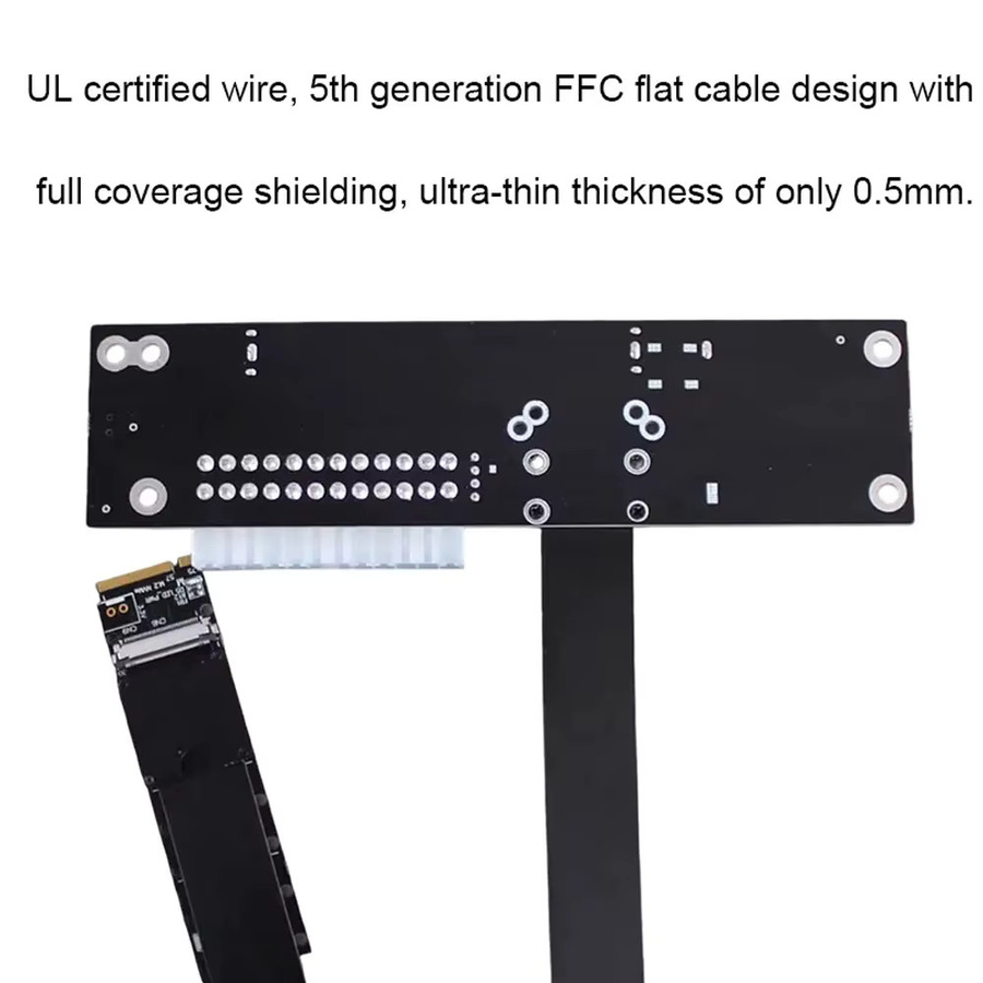 ADT-Link EGPU M.2 NVMe M-Key GPU-Dock PCIe 5.0 X16 Hochgeschwindigkeits-Externe Videografikkarte für F3G Notebook PC Laptop ITX STX Intel NUC, Schwarz - Bild 3