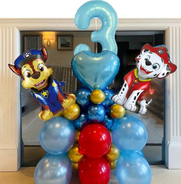Paw Patrol Geburtstag Dekoration Set mit 41 Stück Cartoon Hund Ballons aus Aluminium und Latex in Mehrfarbig für Kinderpartys - Bild 1
