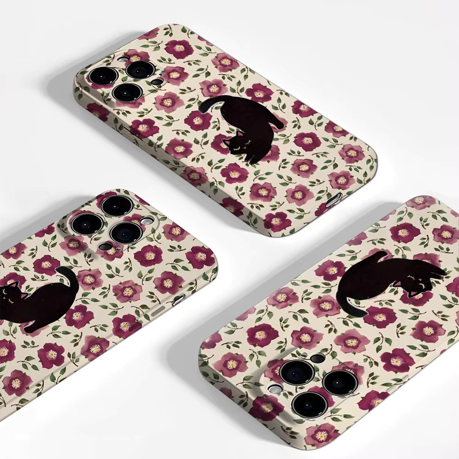 Potdemiel Handyhülle mit Katzen- und Kamelien-Design für iPhone 17 16 15 14 13 Pro Max Plus, robuste Doppel-Schicht-Hülle, Multicolor - Bild 3