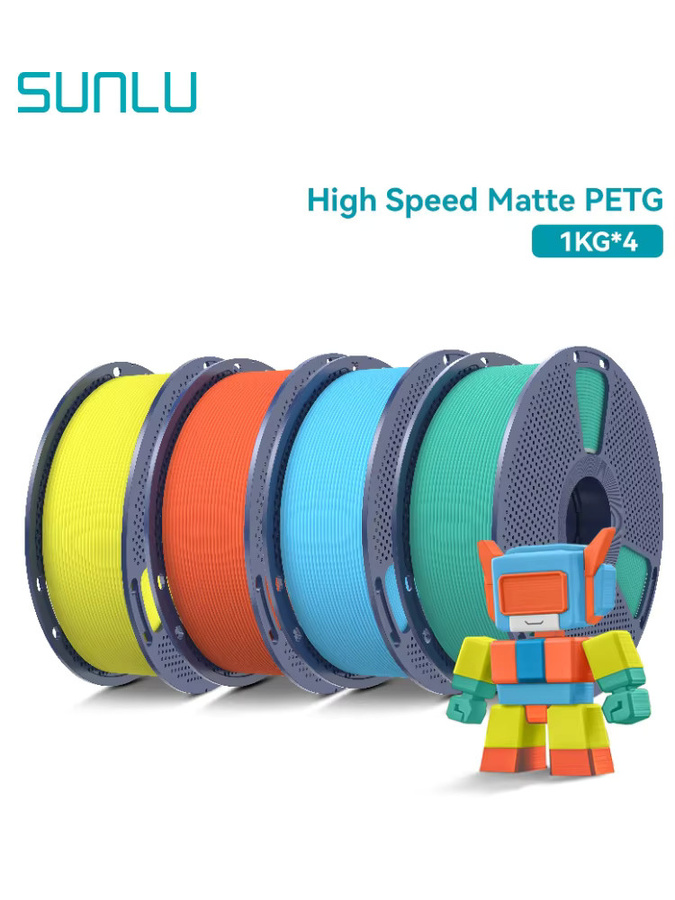 SUNLU Matt-PETG 3D-Drucker-Filament für FDM-Druck, 4 kg (4 x 1 kg Rollen) - Bild 6