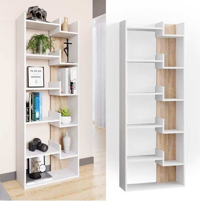 Vicco Bücherregal Fico als Raumteiler und Standregal mit 6 Etagen in Sonoma Brown und White - Bild 1