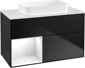 V&B Waschtischunterschrank Finion mit Wandbeleuchtung in Weiß lackiert, Breite: 100 cm, Tiefe: 60,3 cm - Bild 1