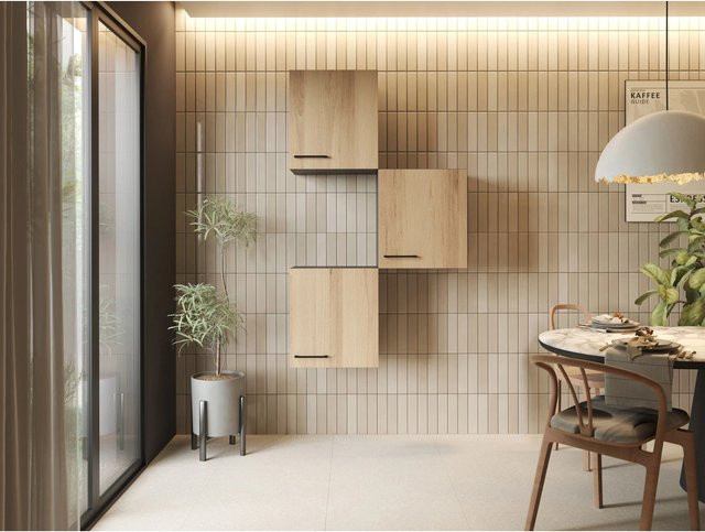 Respekta Wandschrankkombination Artisan Eiche Grau, moderne Küchen-Wandeinheit mit Soft-Close-Türen, B/T/H: 50,0 x 34,6 x 56,1 cm - Bild 1