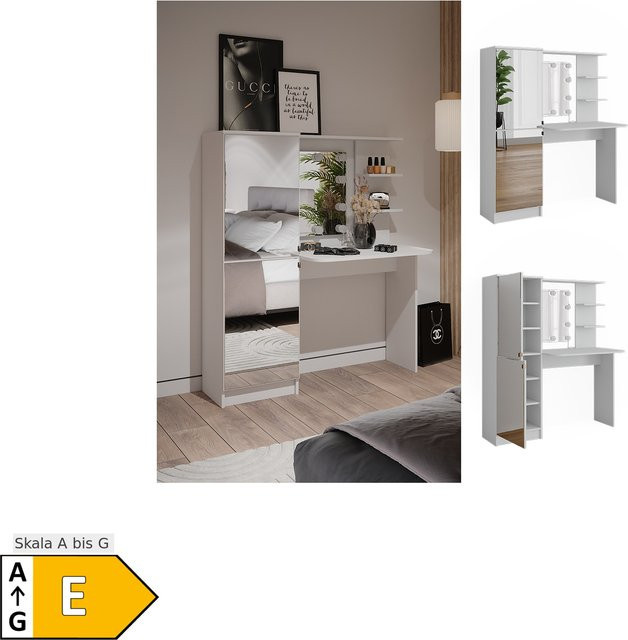 Vicco Schminktisch Jasmin Weiß mit LED-Beleuchtung B: 123 cm, H: 141,2 cm - Bild 1