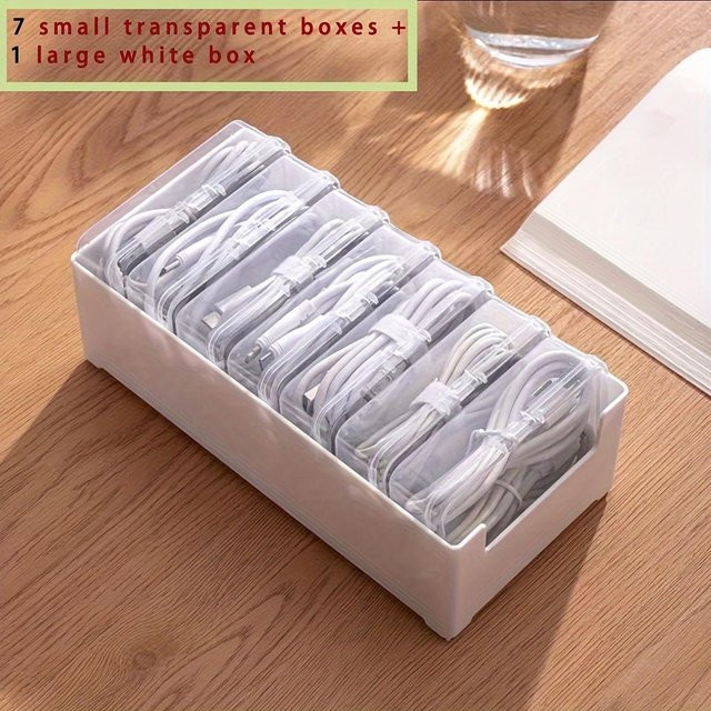 YC Direct Kabel Organizer Box Set aus Kunststoff mit 7 transparenten Aufbewahrungskisten für Kabelmanagement und Zubehör - Bild 1