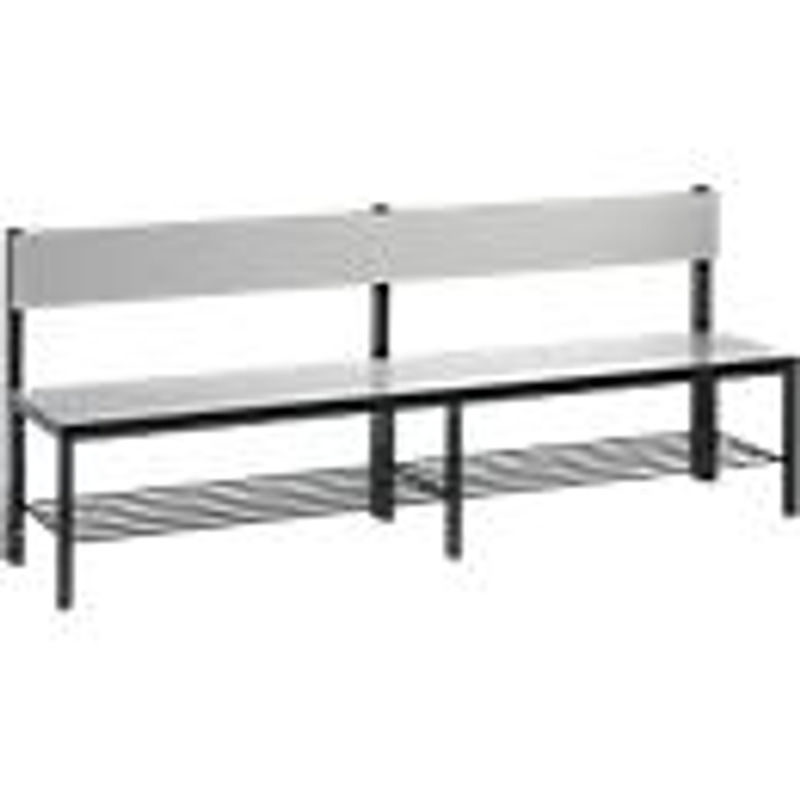 C+P Sitzbank Basic Plus mit Rückenlehne und Schuhrost, Gestell Schwarzgrau, Dekor Silbergrau, H 79,6 cm x B 196,0 cm x T 40,7 cm - Bild 2
