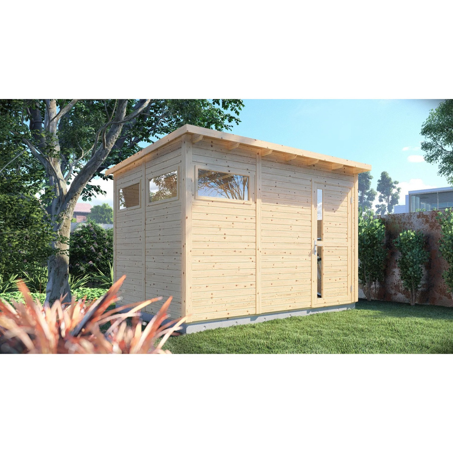 Bertilo Gartenhaus Pentus 3 in Natur mit modernem Design und Elementbauweise aus Holz, B/T: 337 x 234 cm - Bild 2