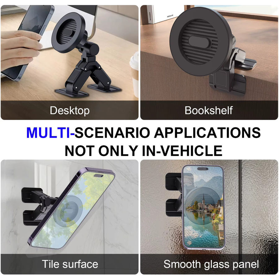 Homhu MagSafe Autohalterung Schwarz – Magnetische Handyhalterung für iPhone 16 15 14 13 12 mit Upgrade-Stick für Armaturenbrett und gebogene Oberflächen - Bild 6