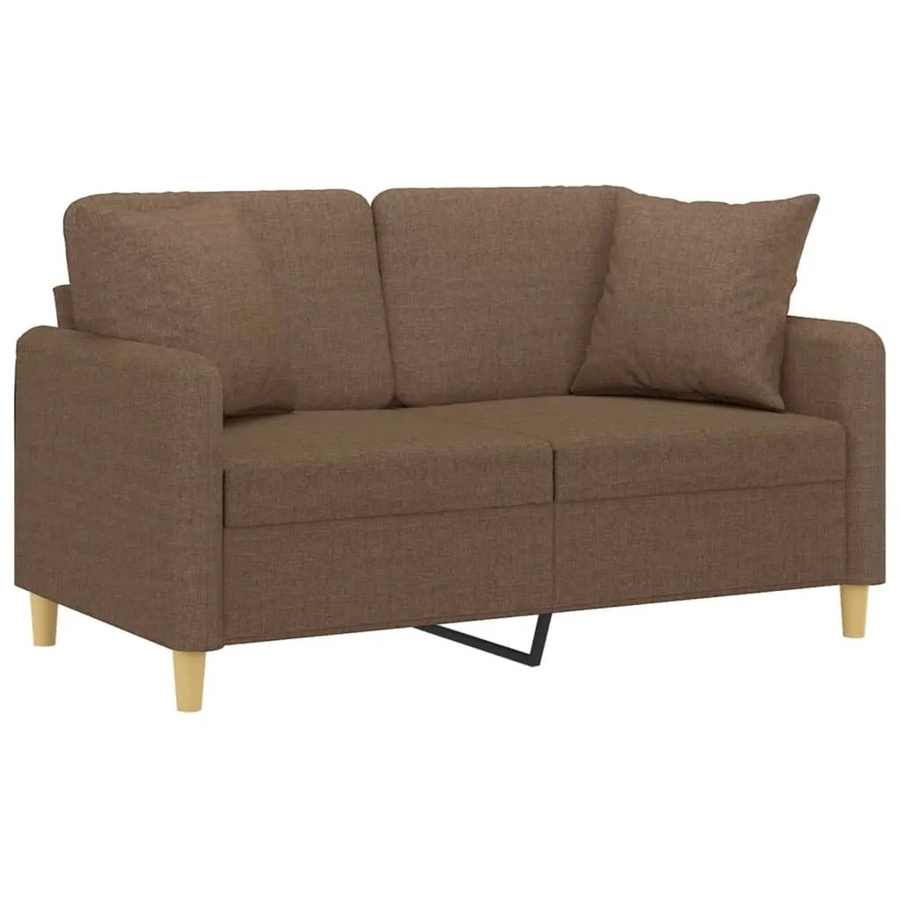 vidaXL 2-Sitzer-Sofa Braun mit Zierkissen, Modernes Polstersofa aus Stoff mit Metallrahmen, Breite: 120 cm, Höhe: 80 cm, Tiefe: 77 cm - Bild 2