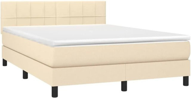 vidaXL Boxspringbett mit Matratze in Beige, Hybrid-Design mit Taschenfederkern, B/T: 140 x 200 cm - Bild 1