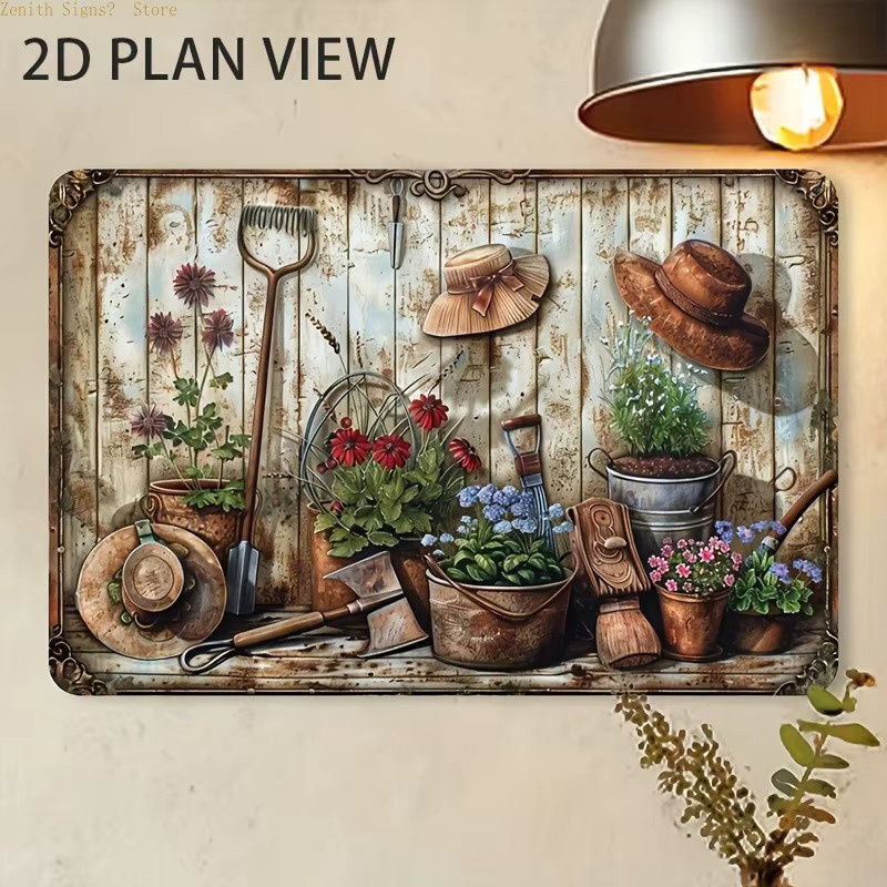 Potdemiel Vintage Blechschild Oster-Design mit floralem Motiv, Mehrfarbig, B/H: 30 x 30 cm - Bild 4