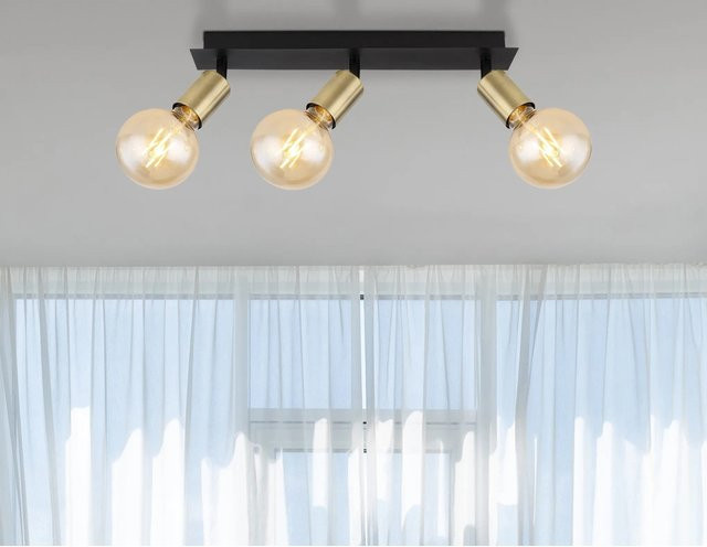 Globo Strahler Liliana 3-flammig Schwarz matt B/T/H: 40 x 6 x 10,5 cm - Bild 1