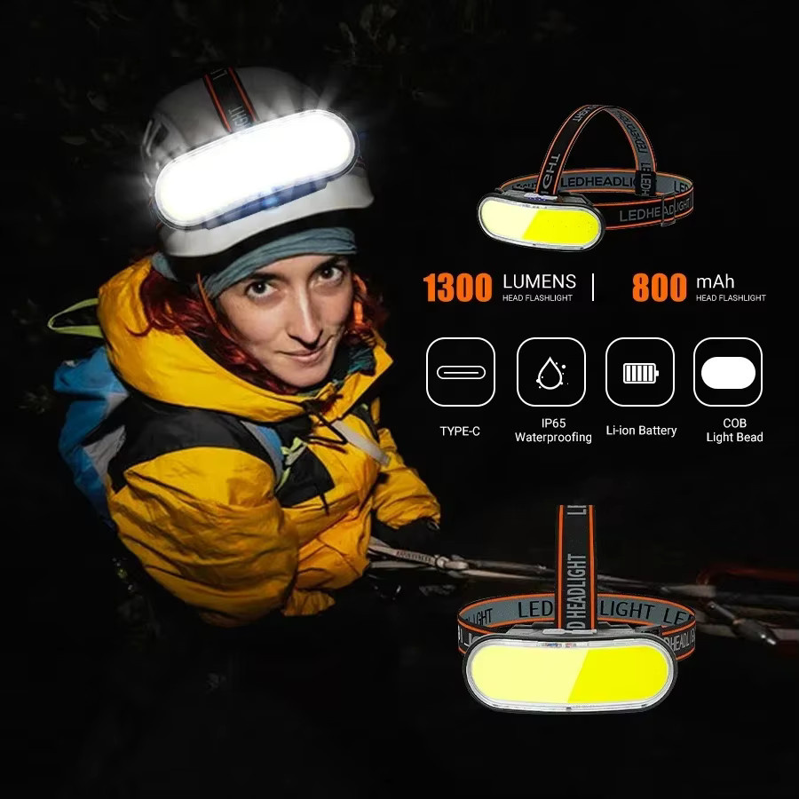 Heinast LED Stirnlampe mit COB-Flutlicht und wiederaufladbarem Akku, Schwarz - Bild 4