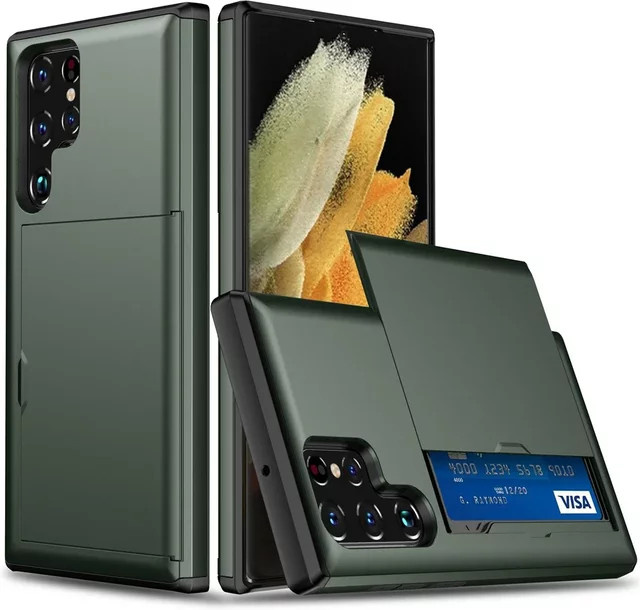Samsung Galaxy Slide Armor Wallet Hülle mit Kartenfach in Gold für Galaxy S25 S24 S23 S22 S21 S20 Ultra Plus FE A55 und Note 20 Ultra - Bild 1