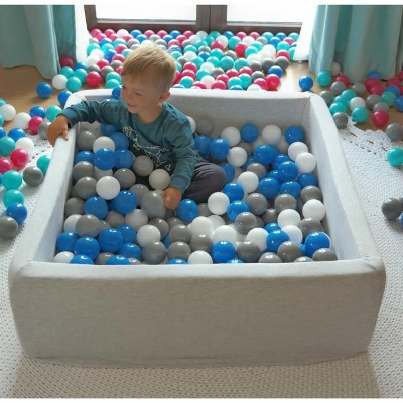 Viking Choice Quadratisches Bällebad für Kinder mit 150 Bällen in Weiß, Grau und Türkis, B/T: 90 x 90 cm - Bild 3