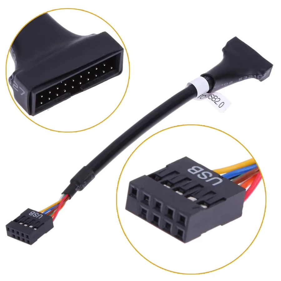 BSN USB 3.0 auf USB 2.0 Konverter Adapter Set, 20-poliger Stecker auf 9-polige Motherboard-Buchse, Schwarz - Bild 2