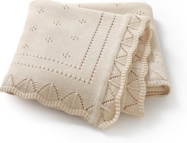 mimixiong Babydecke aus Baumwollstrick in Beige, B/B: 100 x 80 cm - Bild 1