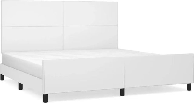vidaXL Bettgestell mit Kopfteil in Weiß aus Kunstleder und Lärchenholz B/T/H: 200 x 200 x 118 cm - Bild 1
