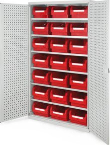 Kappes Grossraumschrank Mod. 13 mit Lochplattentüren in Grau aus Stahlblech, H: 195 cm, B: 113 cm, T: 59 cm - Bild 1