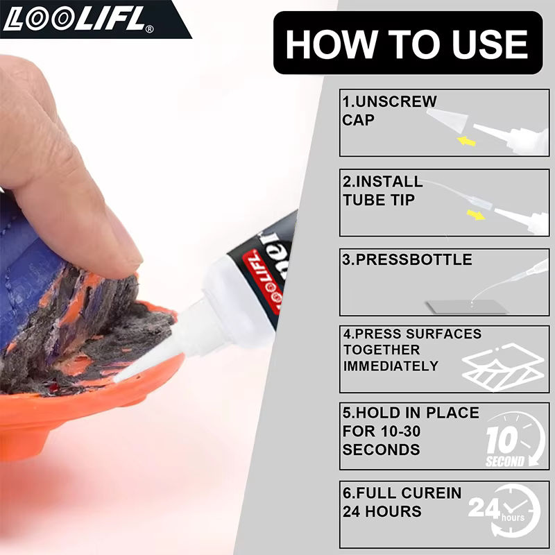 LOOLOFL 502 Superkleber Mehrzweck-Saisonacrylat-Kleber für Leder, Gummi, Schuhe, Keramik und Glas mit schneller Aushärtung - Bild 4