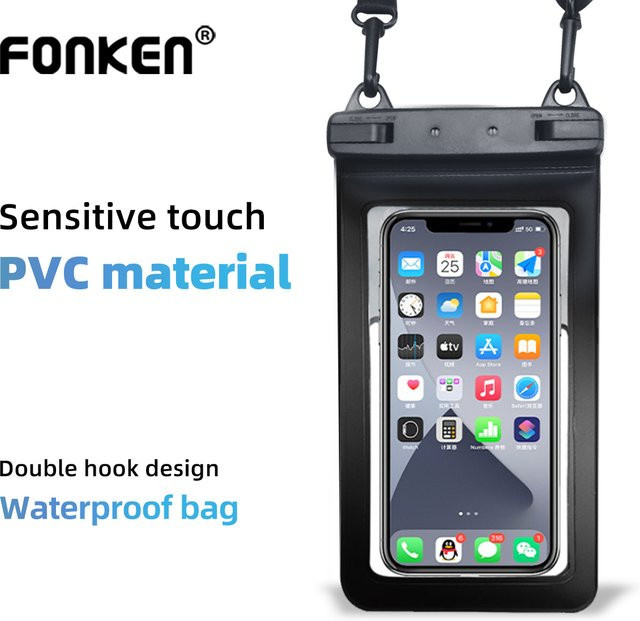 Wasserdichte Handyhülle von FONKEN für iPhone 11 12 13 14 15 Pro Max, Huawei Mate 60 und Xiaomi 13, empfindliche Touch-Bedienung, Farben: Schwarz oder Lila - Bild 1
