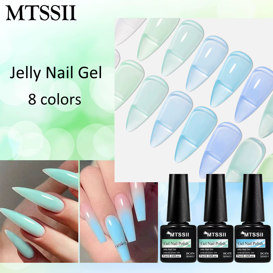 Mtssii Jelly Gel Nagellack Set, 8 Stück, Nude Grün, Glänzend - Bild 2