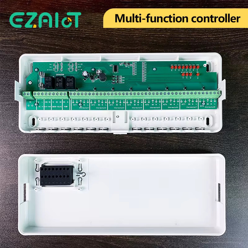 EZAIOT Intelligentes WiFi Tuya Thermostat-System für Bodenheizung und Warmwasser mit 8-Kammer-Ventilantrieb in Weiß - Bild 2