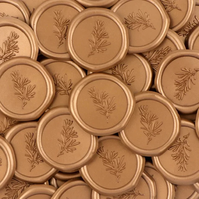 30 selbstklebende Wachssiegel-Aufkleber in Gold für Hochzeitseinladungen und Umschläge - Bild 1