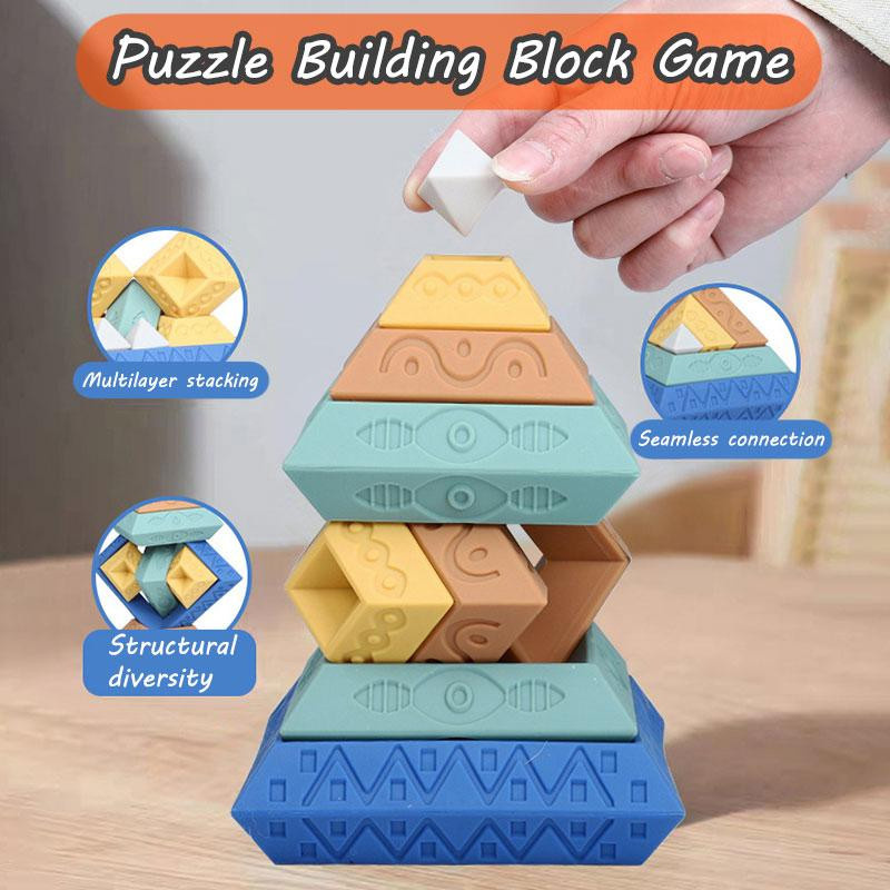 Kinder Pyramide Bausteine Montessori, Regenbogen, Lernspielzeug, ab 3 Jahre - Bild 2