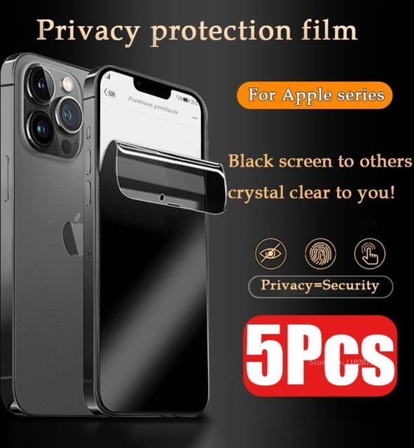 5 Stück MLHJ Full Cover Privacy Hydrogel Displayschutzfolie für iPhone 17 16 15 14 Pro Max 15 14 Plus 13 12 11 Pro X XR XS transparent - Bild 1