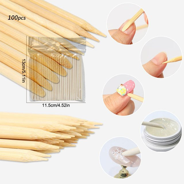 Jiauting Orangenholzstäbchen für Maniküre, 100 Stück, Unisex - Bild 1