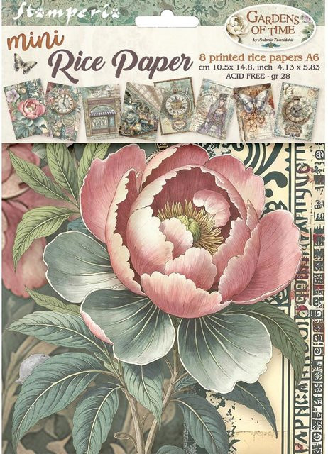 Stamperia Motiv-Strohseiden Sortiment Gardens of Time, 8er-Set, Multicolor, A6 - Bild 1