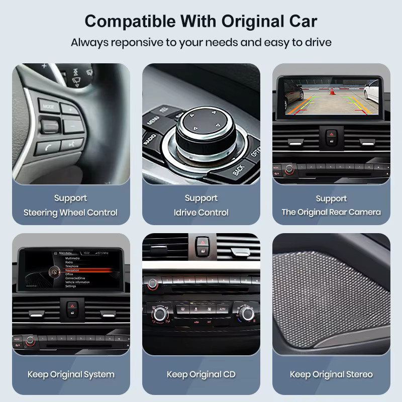 Junsun Wireless Carplay und Android Auto Multimedia-Player mit Linux-System und GPS für BMW 1er 2er Serie F20 F21 F22 F23 sowie 3er 4er Serie F30 F31 F34 F32 F33 F36 NBT EVO System in Schwarz - Bild 6
