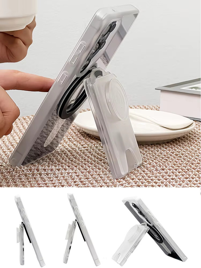 Grippopso Magnetische Brieftasche in Blau als Kartenhalter und Sockel mit verstellbarem Ständer für Samsung Galaxy S25 Ultra, S24 Ultra sowie iPhone 16, 15 und 14 - Bild 4