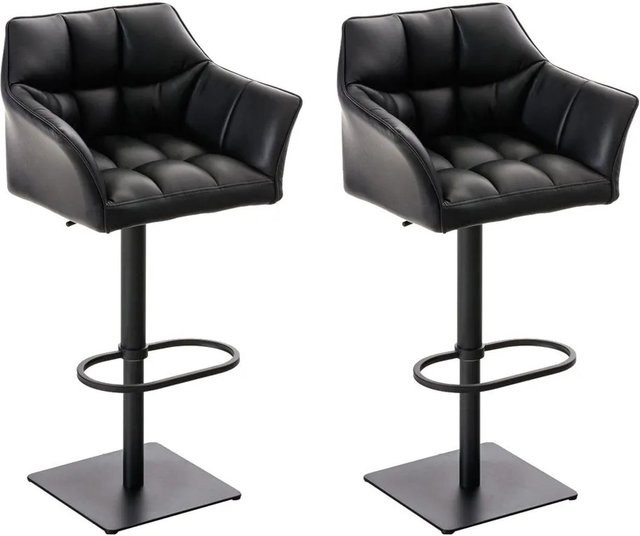 DELUKE 2er Set Barhocker SIHAR in Schwarz aus Kunstleder, höhenverstellbar und drehbar mit Lehne, B/T/H: 64 x 45 x 88 cm - Bild 1