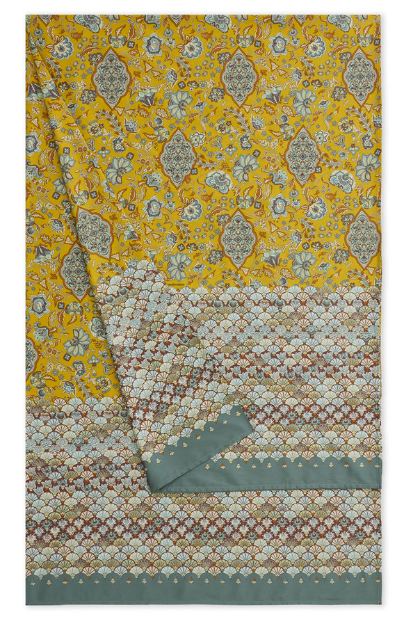 Bassetti Granfoulard Tigullio Bettwäsche aus Baumwolle in Goldgelb mit floralem Muster - Bild 1