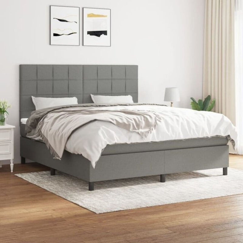 Vidaxl Boxspringbett mit Matratze in Anthrazit Grau aus Stoff und Holzwerkstoff B/T/H: 160 x 200 x 118 cm - Bild 1