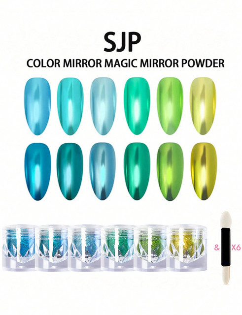 SJP Nagelpulver Metallic, Chrom Glitter Maniküre Set - Bild 1
