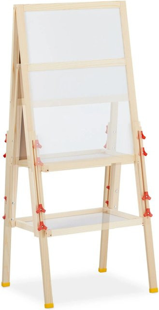 Relaxdays Magnetische Standtafel aus Kiefernholz Natur, Höhenverstellbar, B/T/H: 45 x 42 x 104 cm - Bild 1