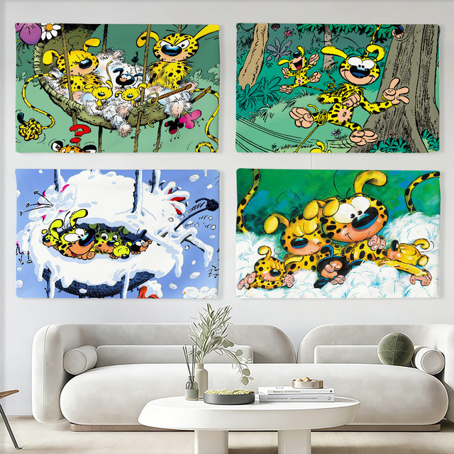 Warner Bros. Marsupilami Flagge mit Cartoon-Tierprint in Multicolour, Rechteckige Wanddeko aus Textil, Breite: 60 cm, Höhe: 40 cm - Bild 1