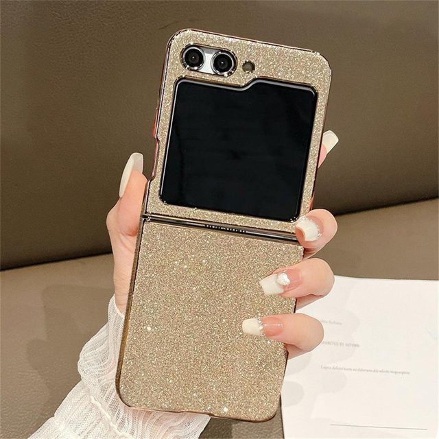 Glitzer Handyhülle für Samsung Galaxy Z Flip 6 5G in Gold mit Luxus Bling Beschichtung und stoßfestem Schutz aus Hartplastik - Bild 1